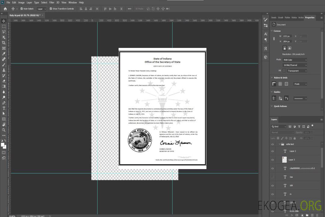 Certificat de bonne réputation USA Indiana template
